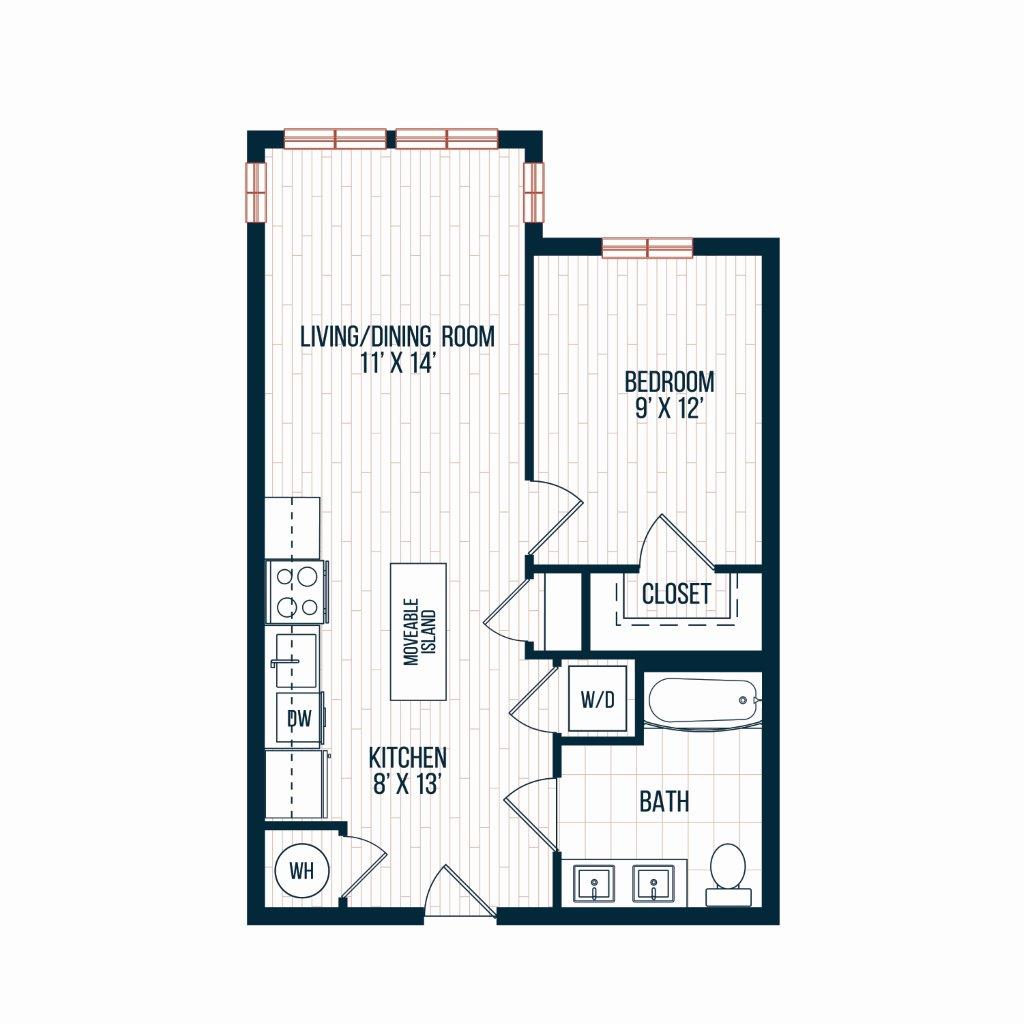 Capitol Rose Luxury Apartments in Washington, DC A2 A Floor Plan